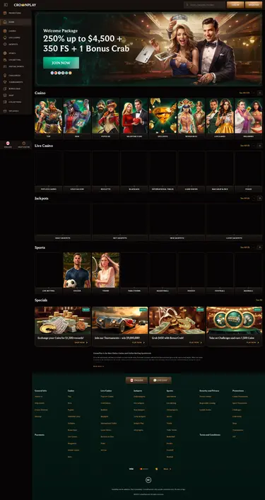 Crownplay Casino mobile homepage